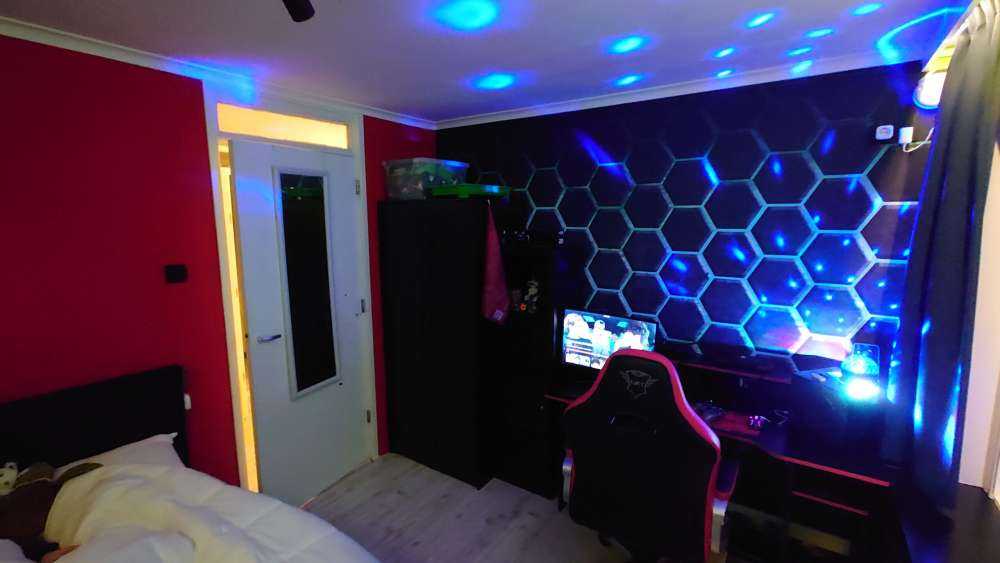Hexagones avec des lumières vertes