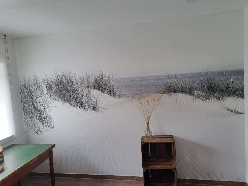 Passage de la dune à la plage noir et blanc