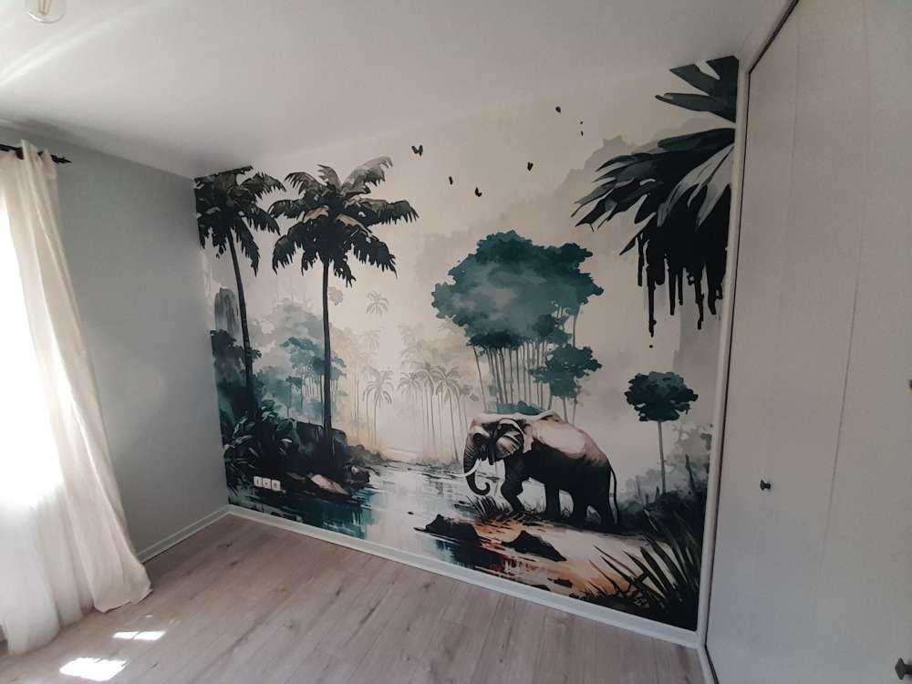 Jungle tropicale en aquarelle bleu canard