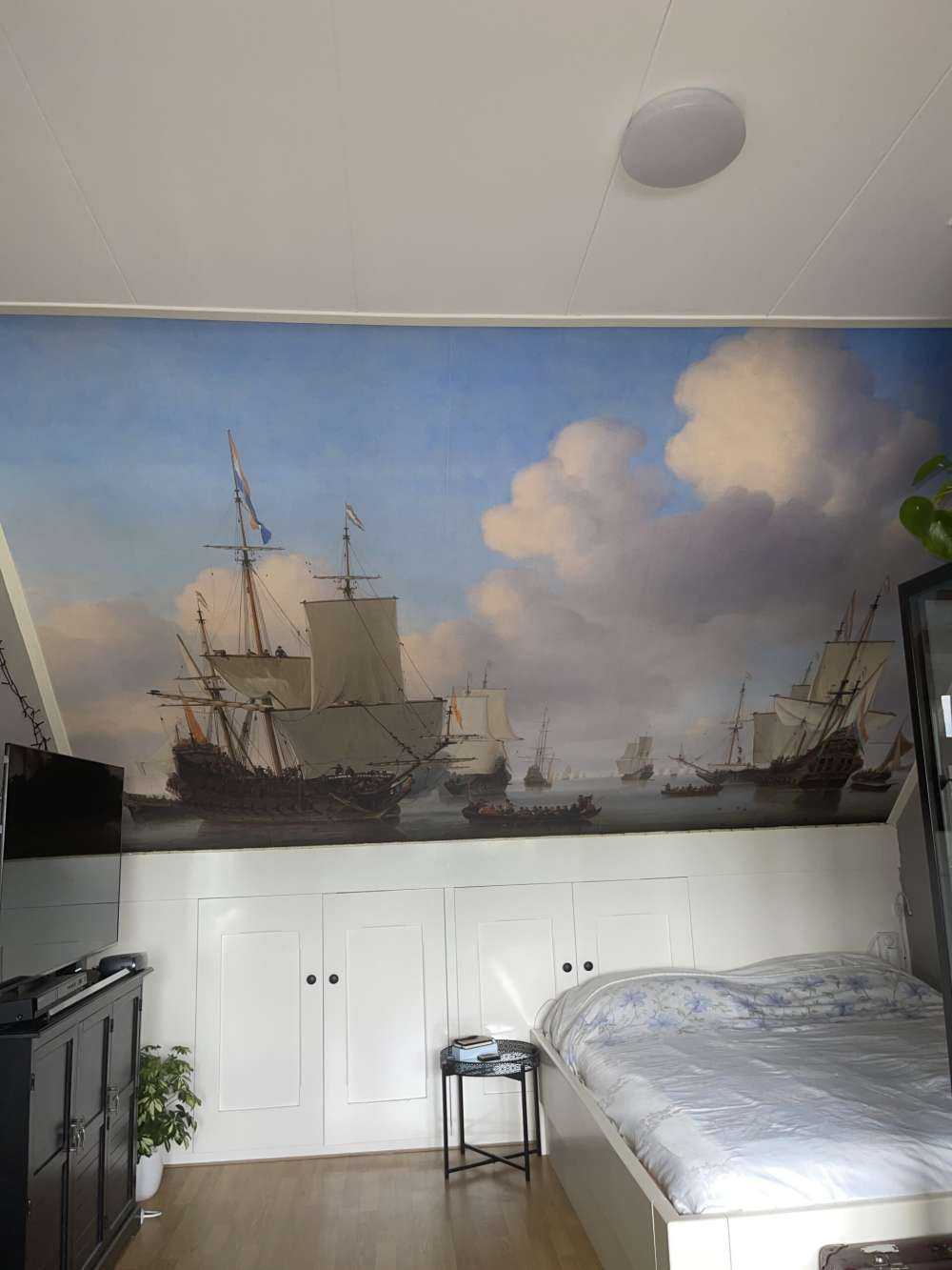 Photo wallpaper Rijksmuseum. Des navires néerlandais sur une mer calme.