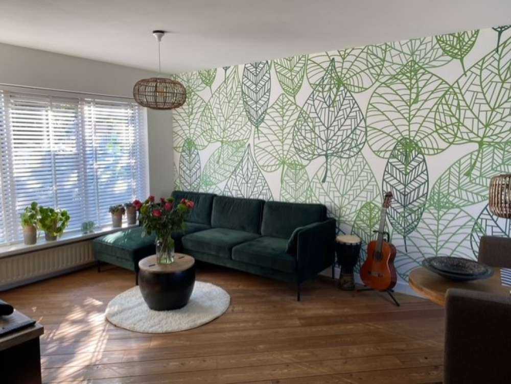 Feuilles vertes éparpillées