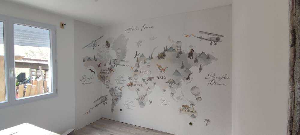 Carte du monde avec des dinosaures