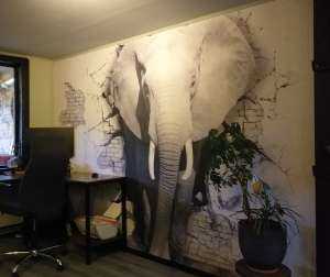 Tapisserie Murale éléphants 3D - 180x230 Cm - Polyester - Décoration Chambre, Salon - Effet Artistique