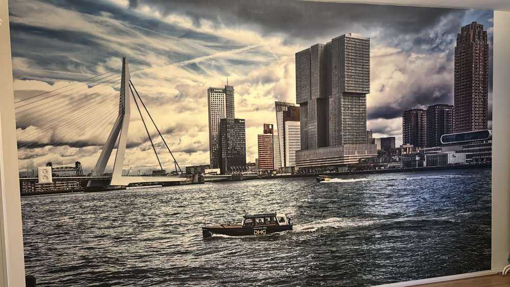 Skyline' Rotterdam avec vue sur le Kop van Zuid en couleur 