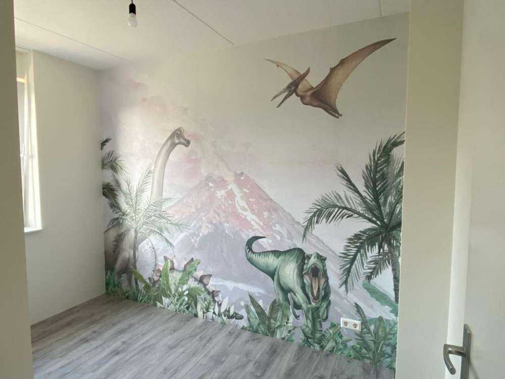 Dinos près d'un volcan