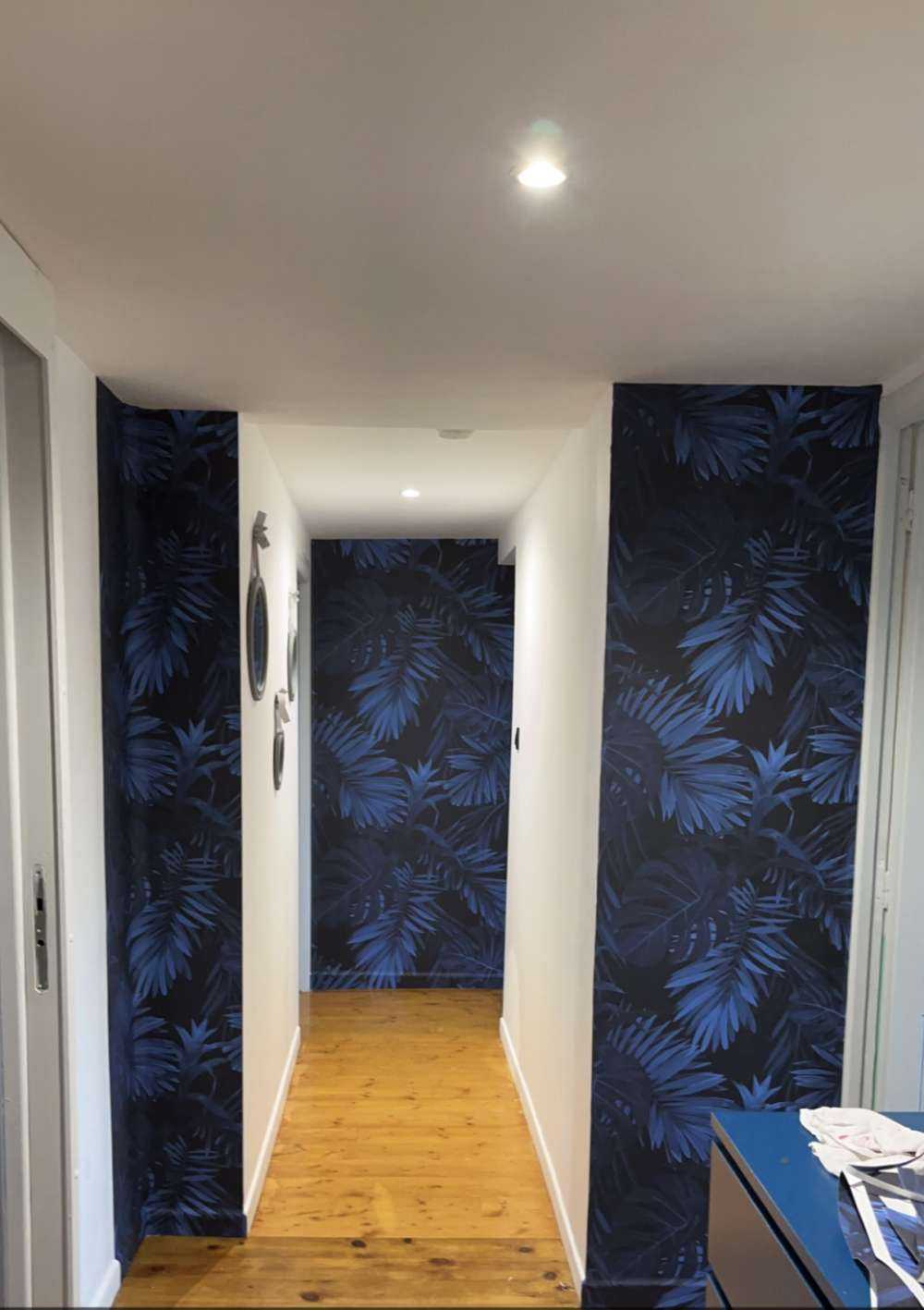 Motif Feuilles tropicales bleues