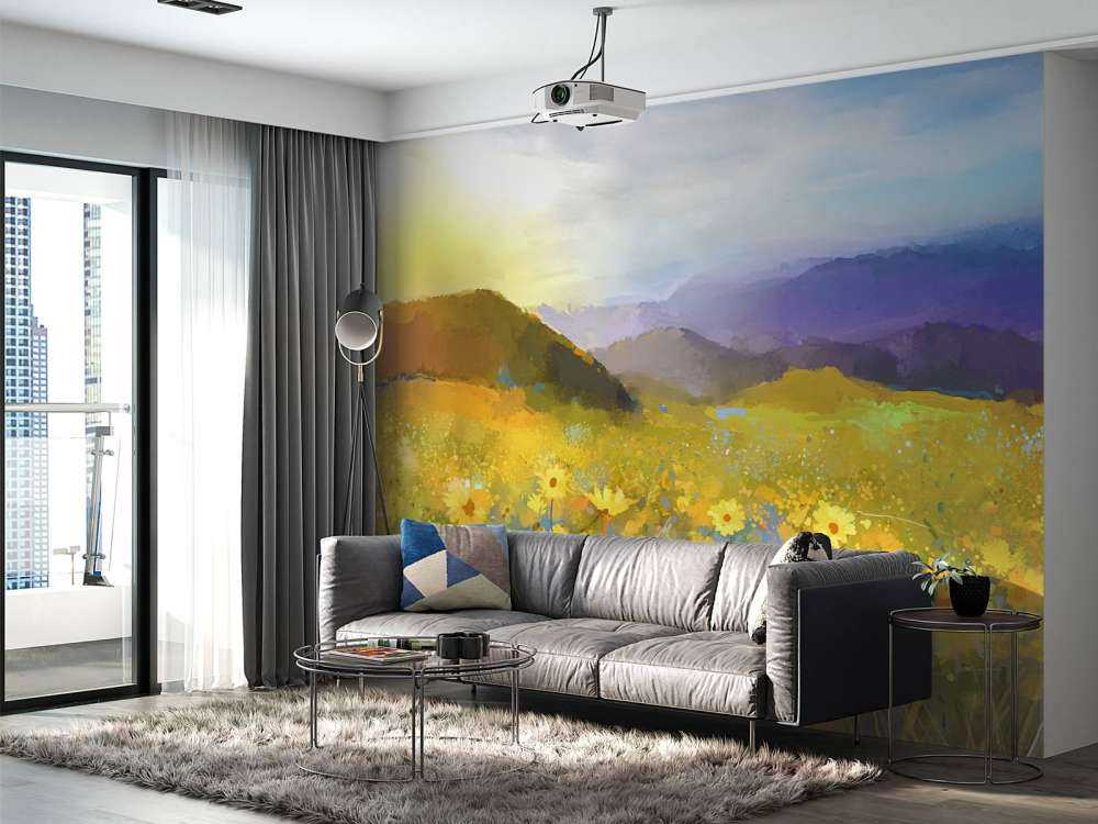 Peinture à l'huile Coucher de soleil rural