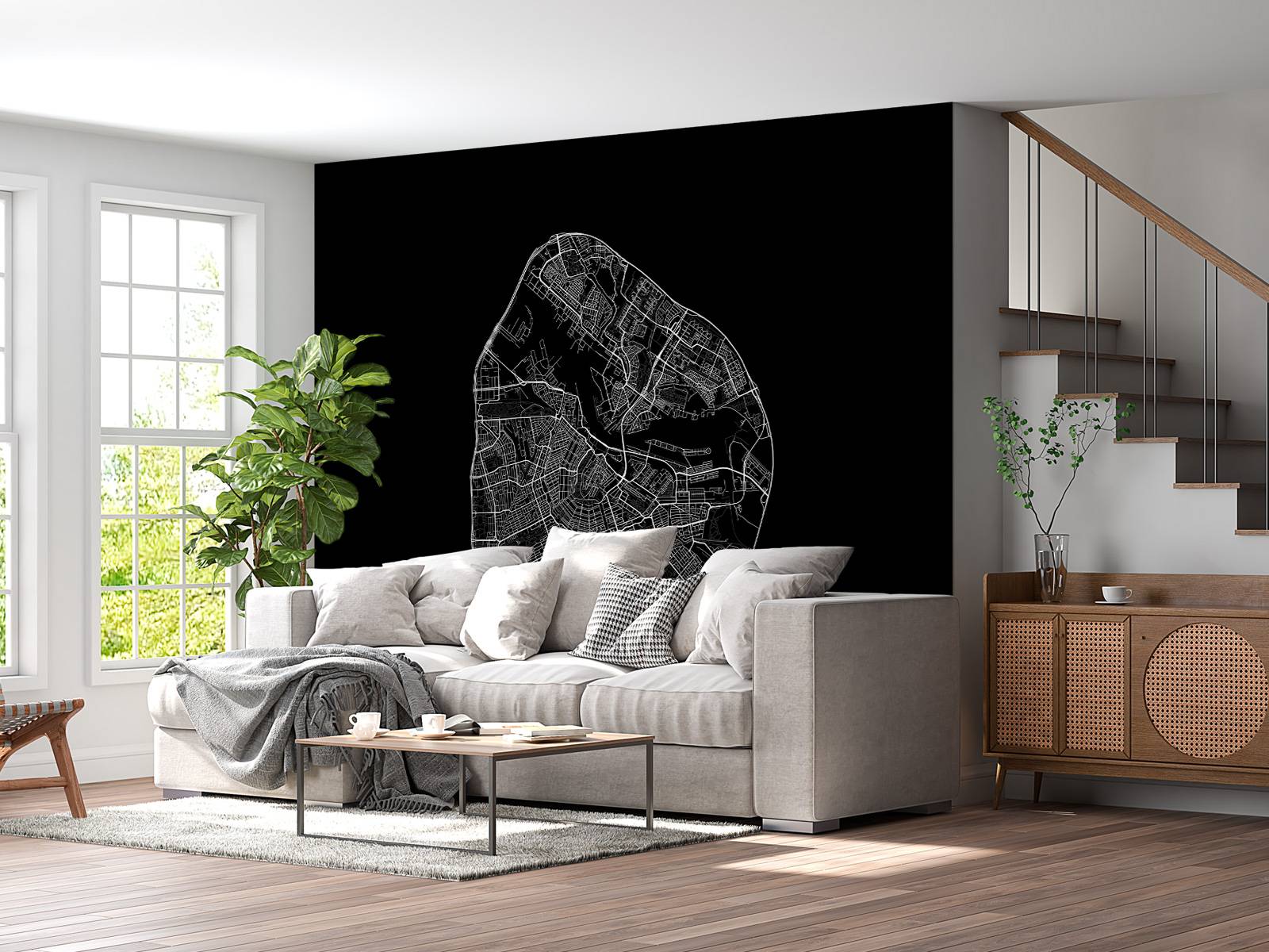 Carte d'Amsterdam, noir