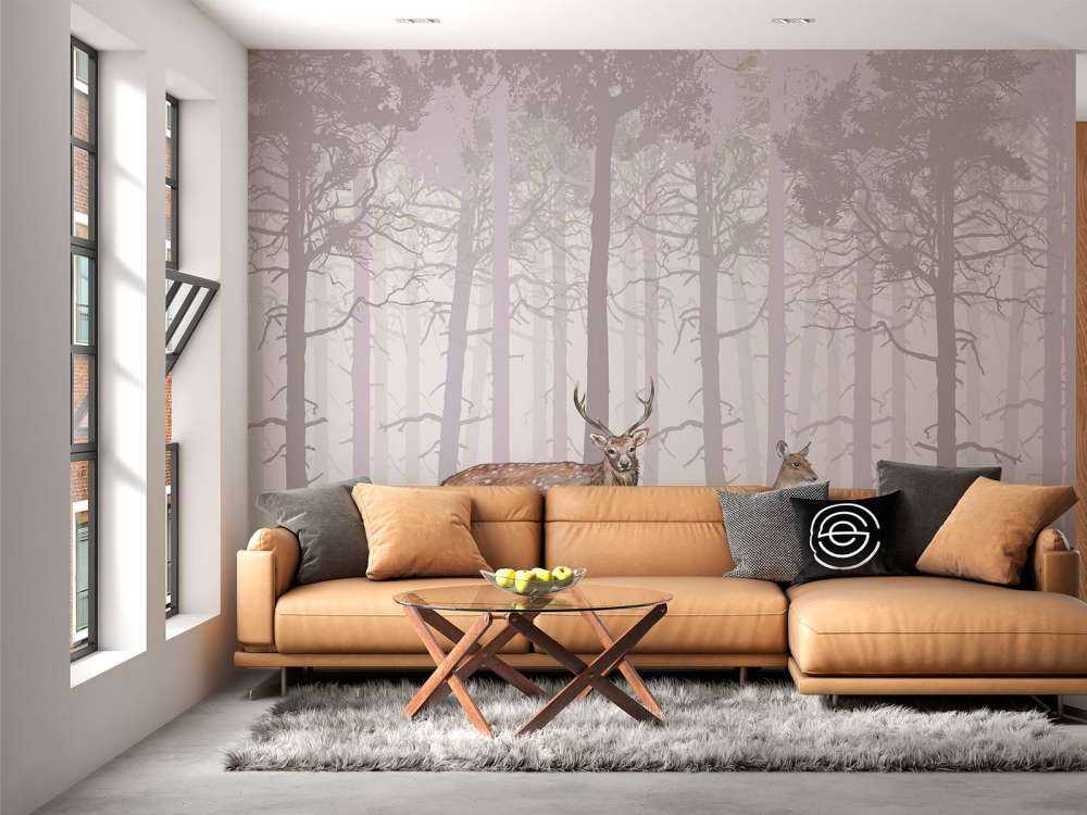 Famille de cerfs, rose