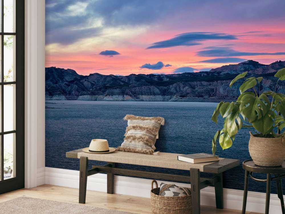 Lac avec coucher de soleil