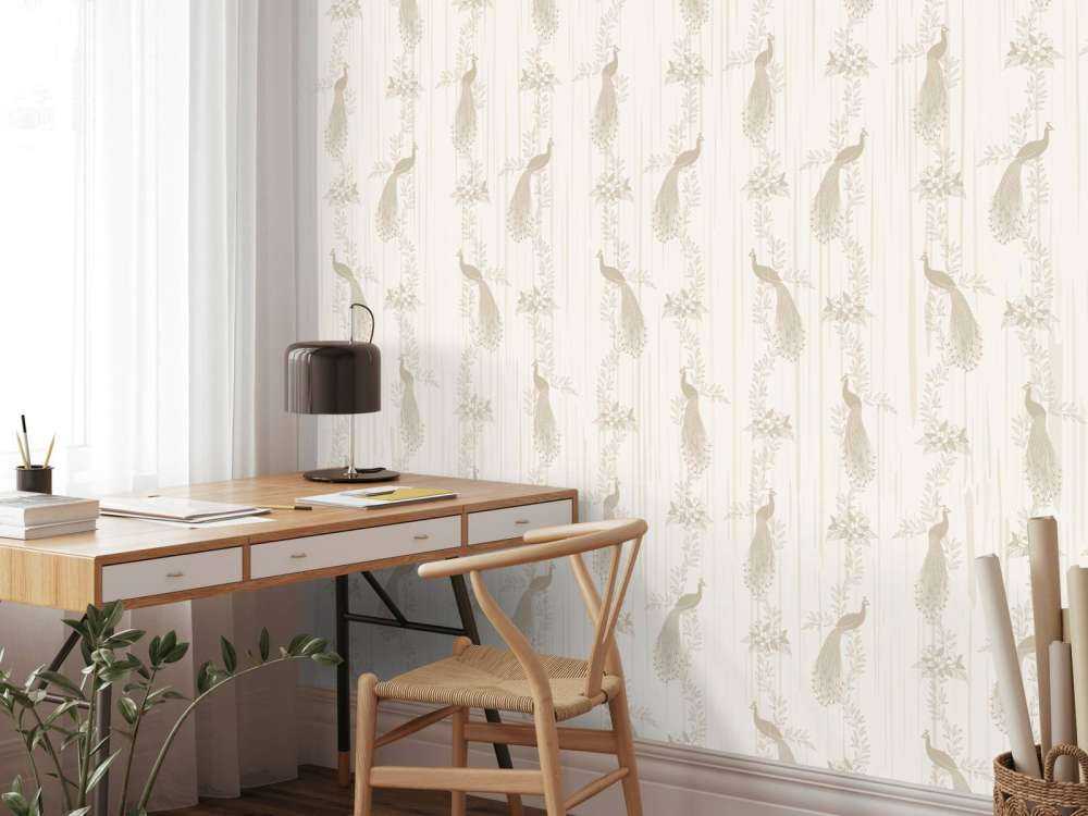 Papier peint Classic Peacock Flora - beige