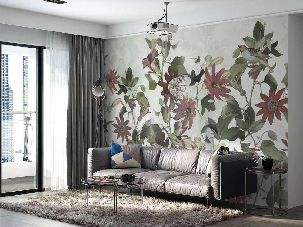 Sept oiseaux dans un feuillage enchanté - vert pastel