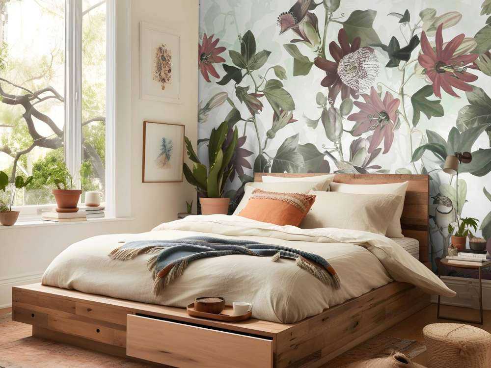 Sept oiseaux dans un feuillage enchanté - vert pastel