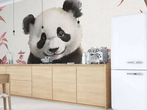 Bébé panda dans la jungle rose