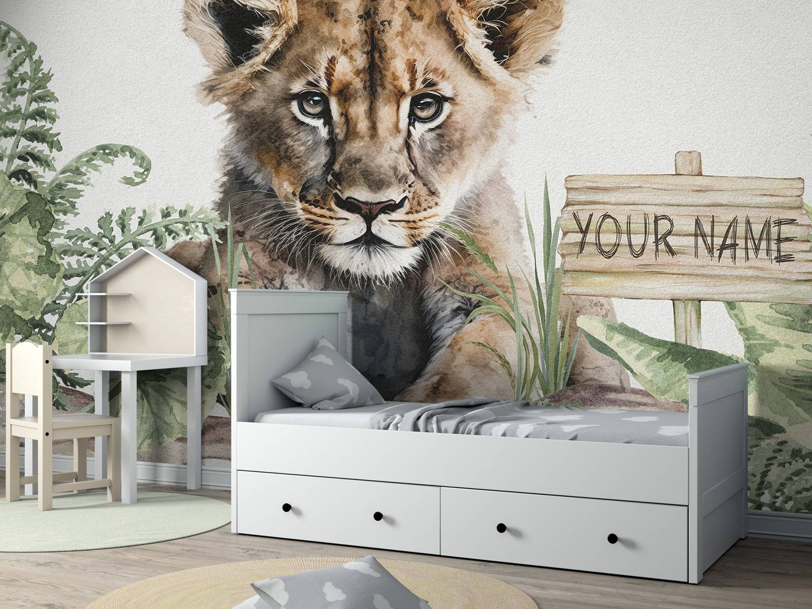Bébé lion dans la jungle
