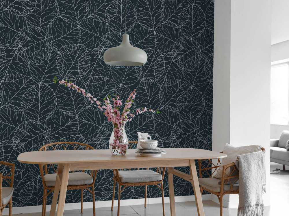 Motif de feuille illustré bleu canard