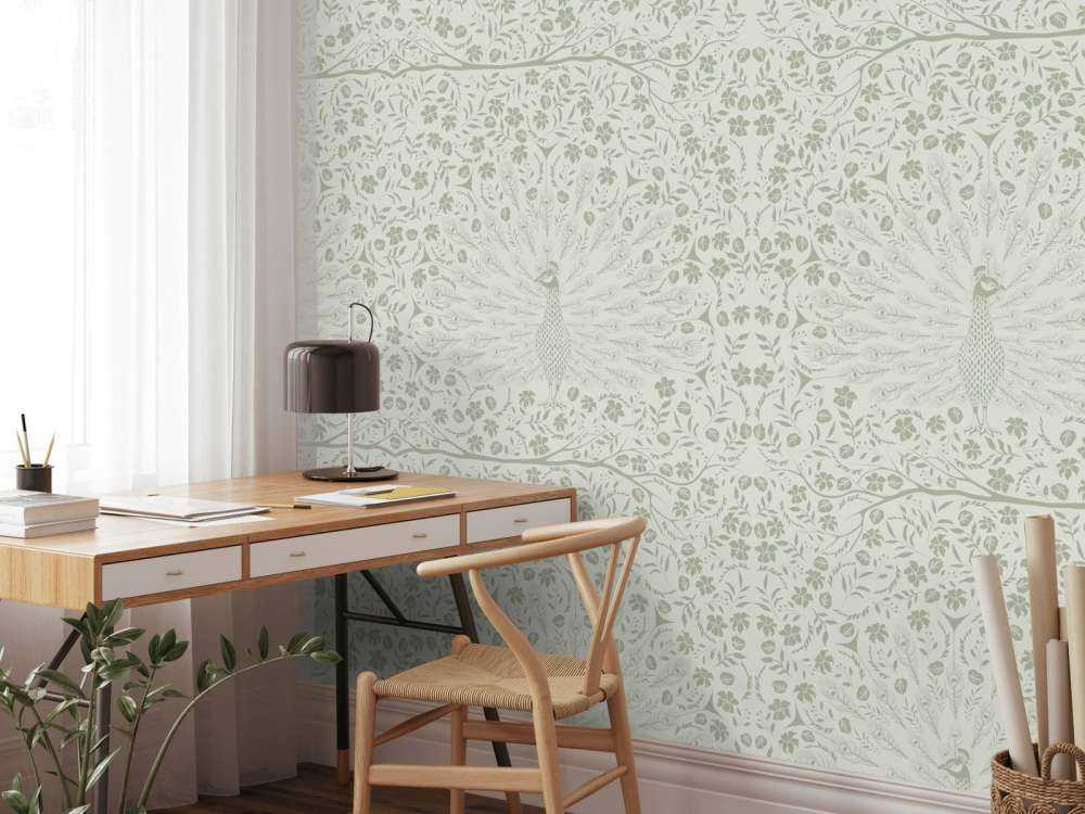Classic Elegant Peacock Splendour Pattern - vert