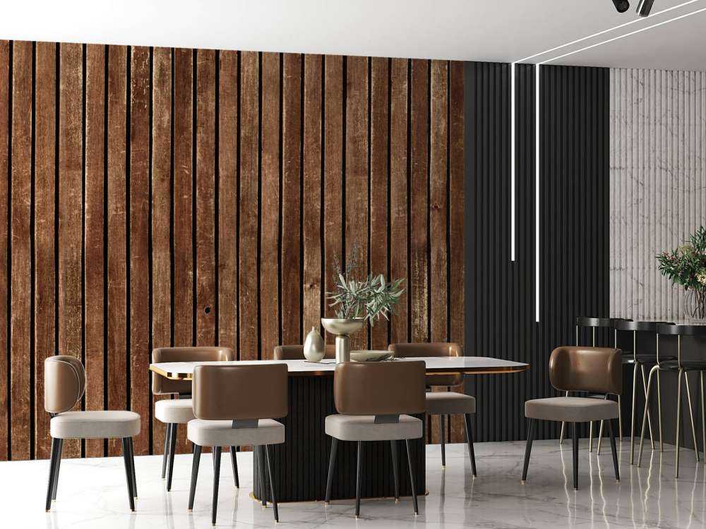 Planches de bois verticales foncées