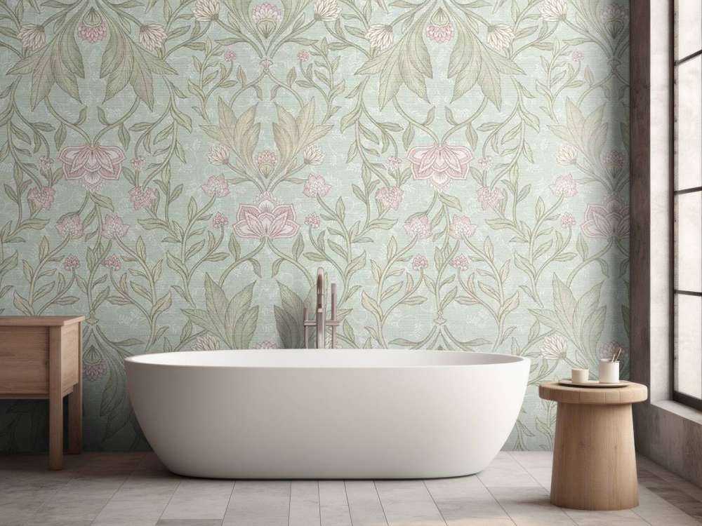 Damas floral Morris - vert menthe