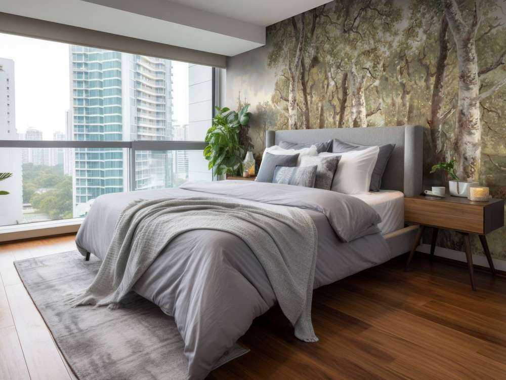 Panorama de paysage forestier en couleur