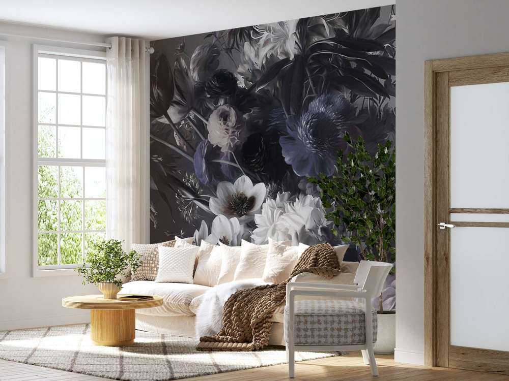 Grand bouquet avec des anémones bleues