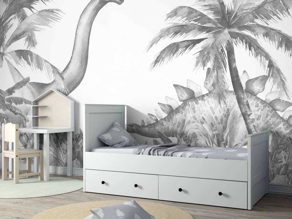 Dinosaures en noir et blanc