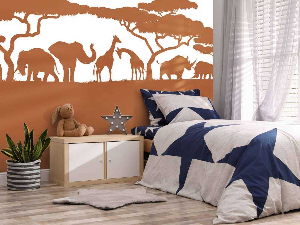 Silhouettes d'animaux de safari, couleur rouille