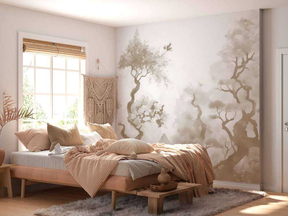 Arbres en fleurs gris