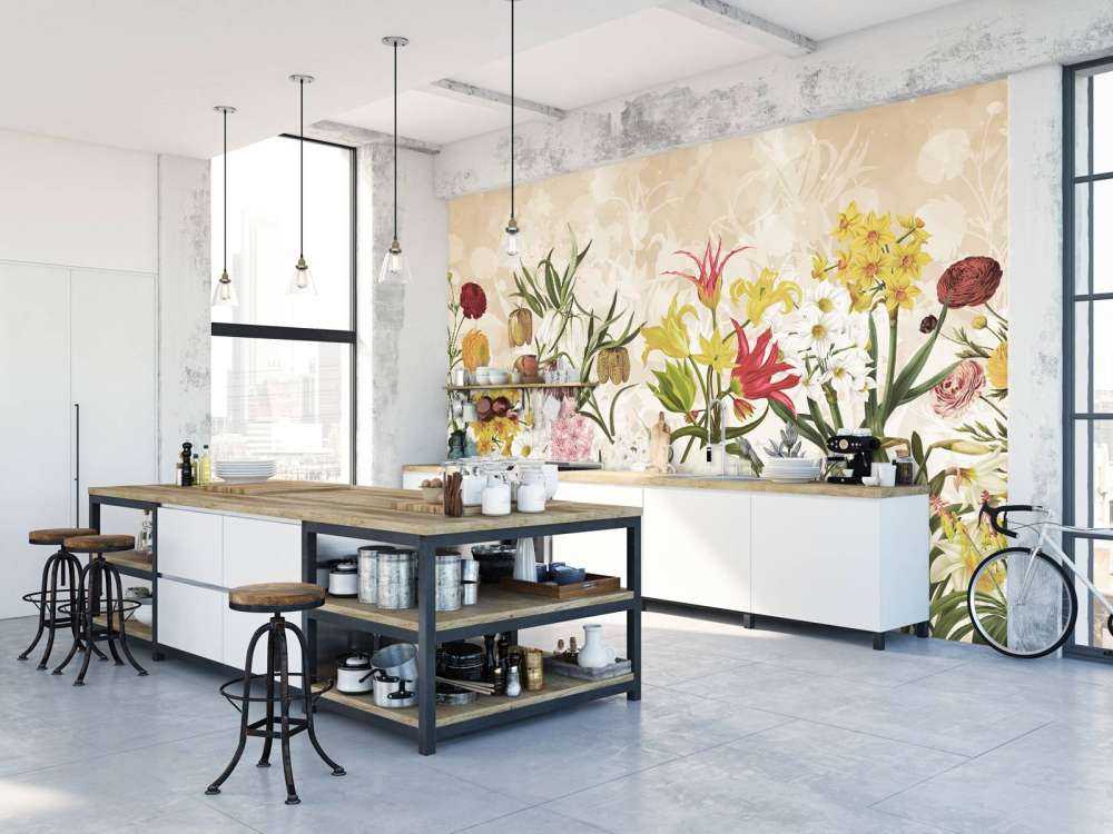 Fleurs de Printemps - Beige Miel Chaud