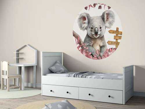 Bébé koala dans la jungle rose