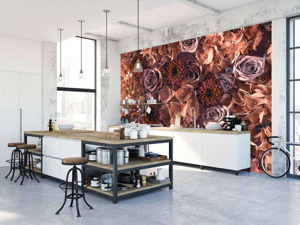Hortensias, roses et dahlias