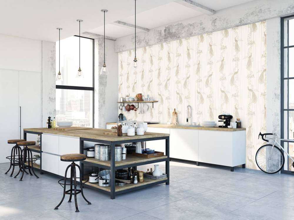 Papier peint Classic Peacock Flora - beige