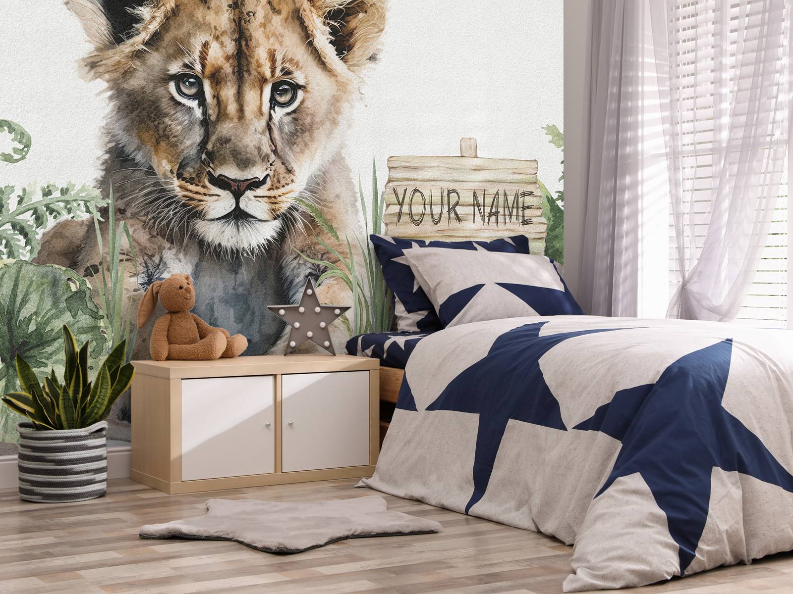 Bébé lion dans la jungle