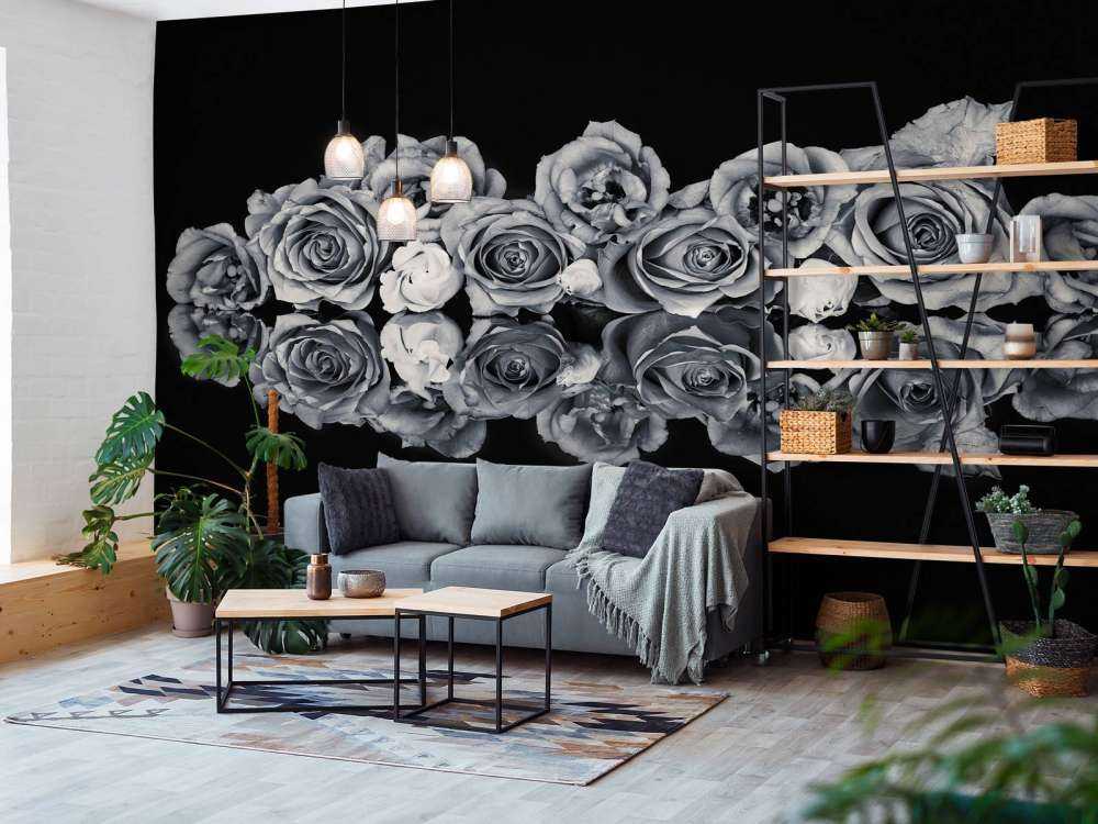 Bouquet de roses noir et blanc