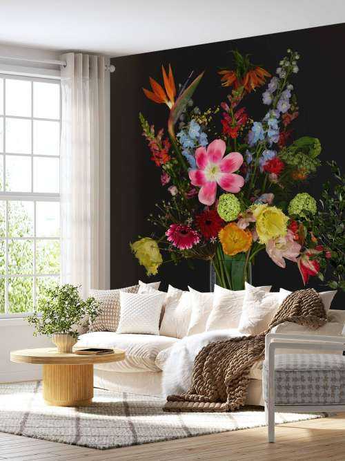 Bouquet de fleurs dans un vase en verre