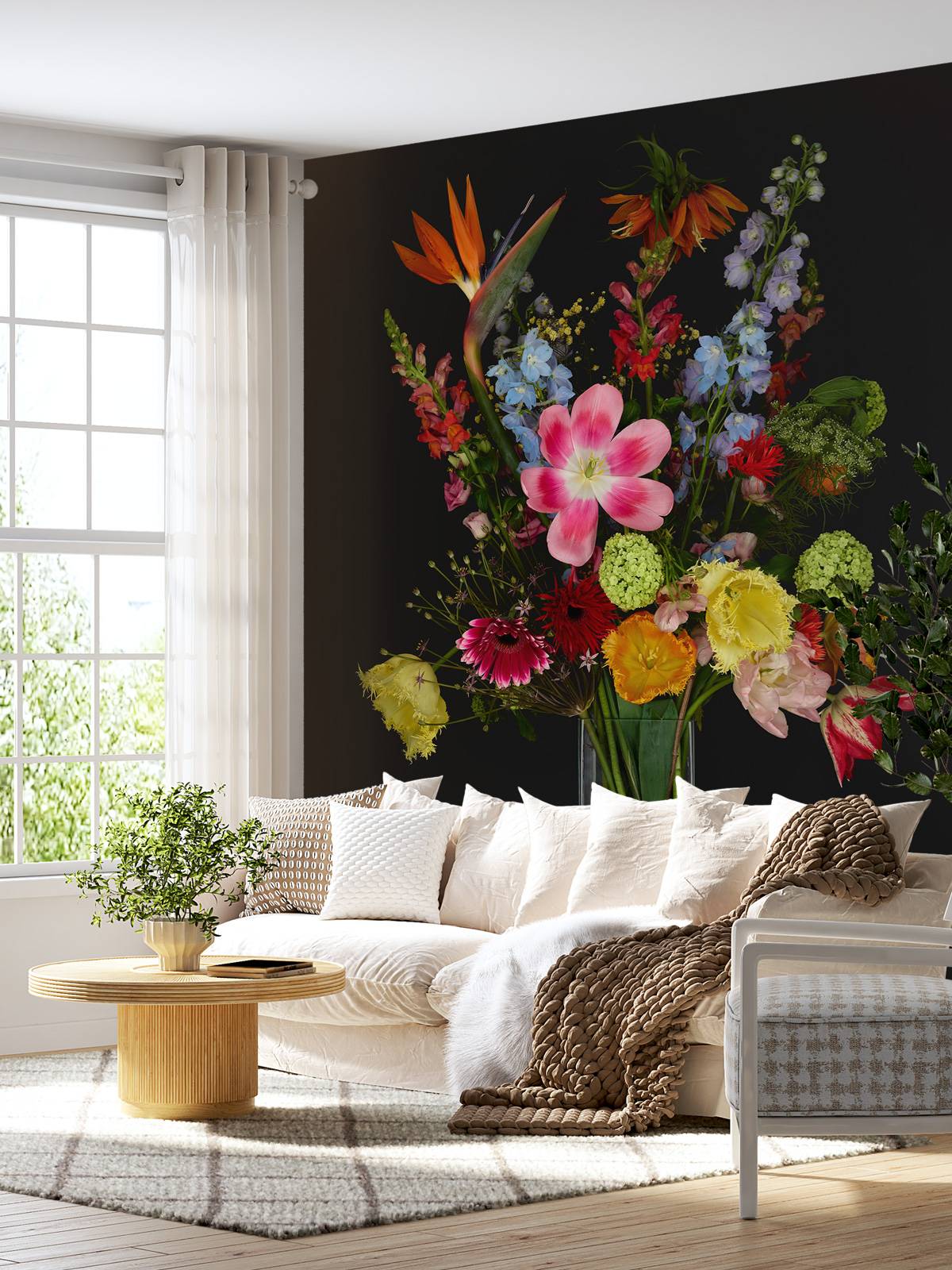 Bouquet de fleurs dans un vase en verre