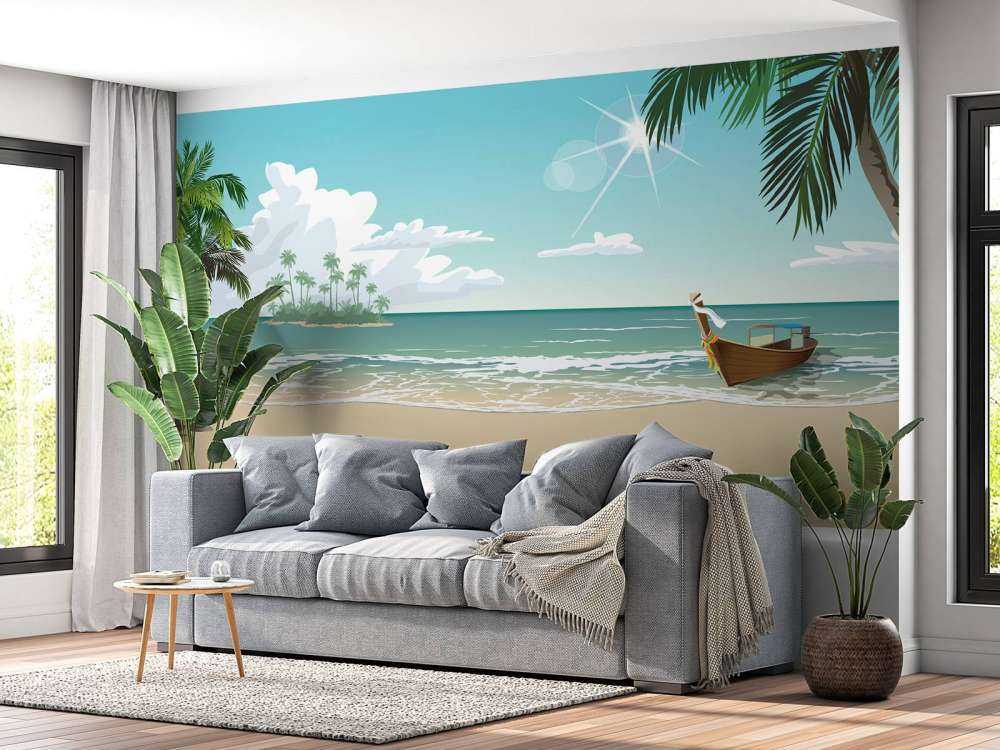 Plage bleue ensoleillée