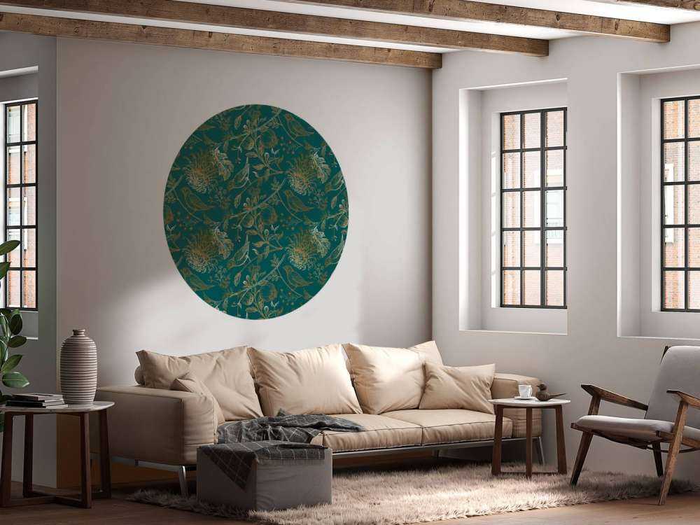 Motif de chrysanthèmes et d'oiseaux