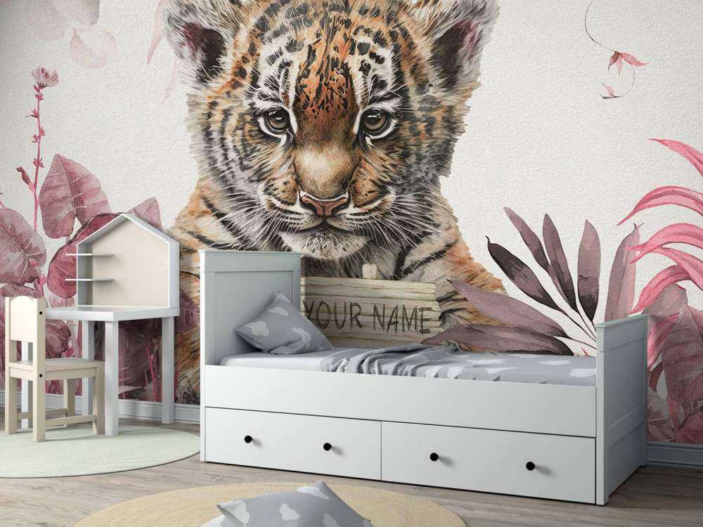 Bébé Tigre dans la jungle rose