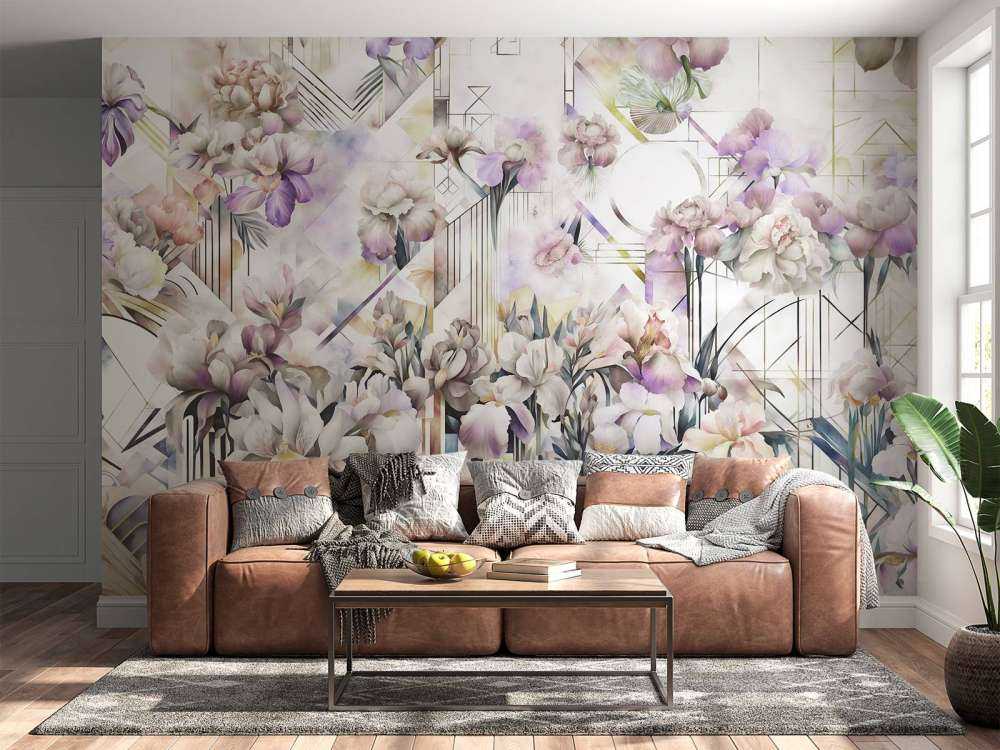 Immenses iris aquarelle violets