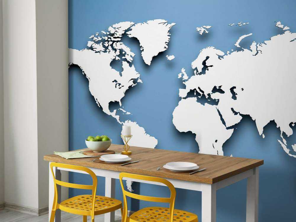 Carte du monde en 3D bleu