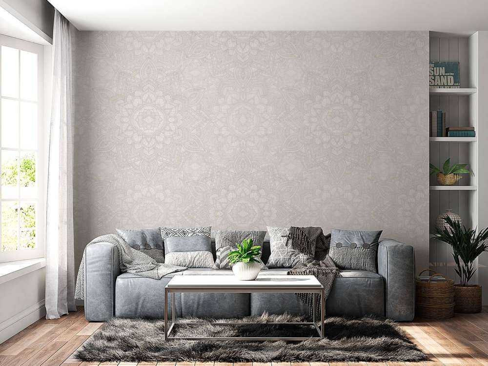 Boho Golden Mandala - gris neutre