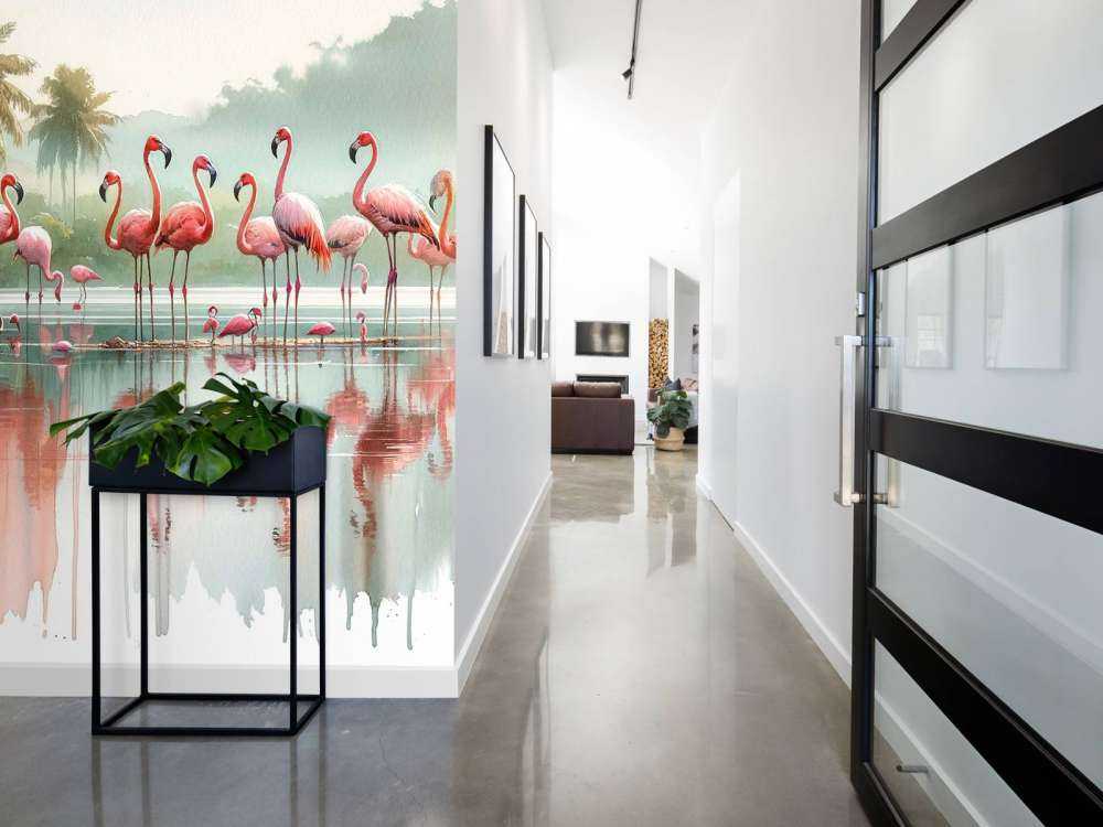Réflexions matinales des flamants roses