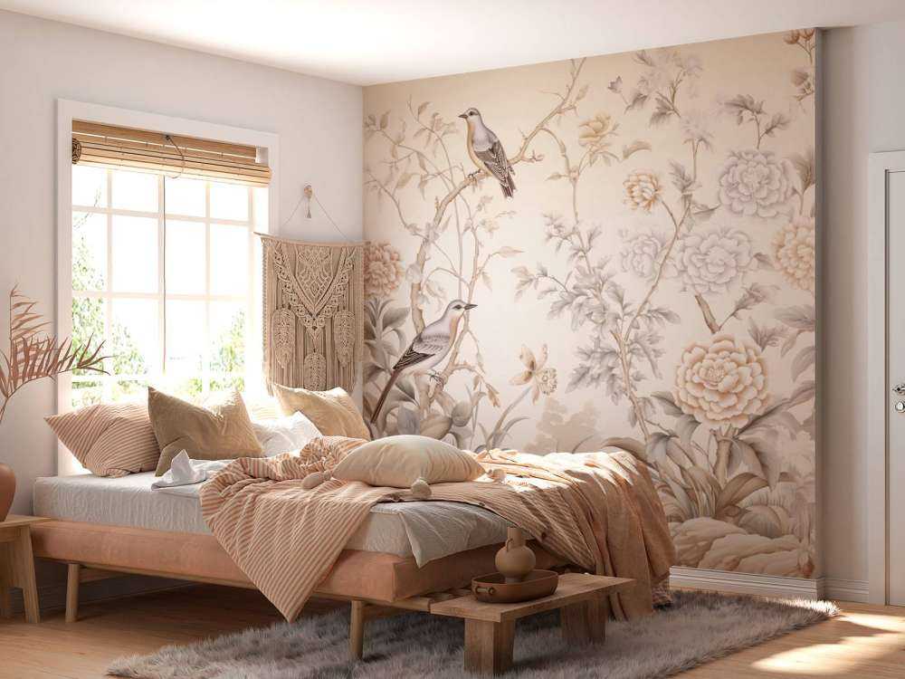 Paysage fleuri dessiné