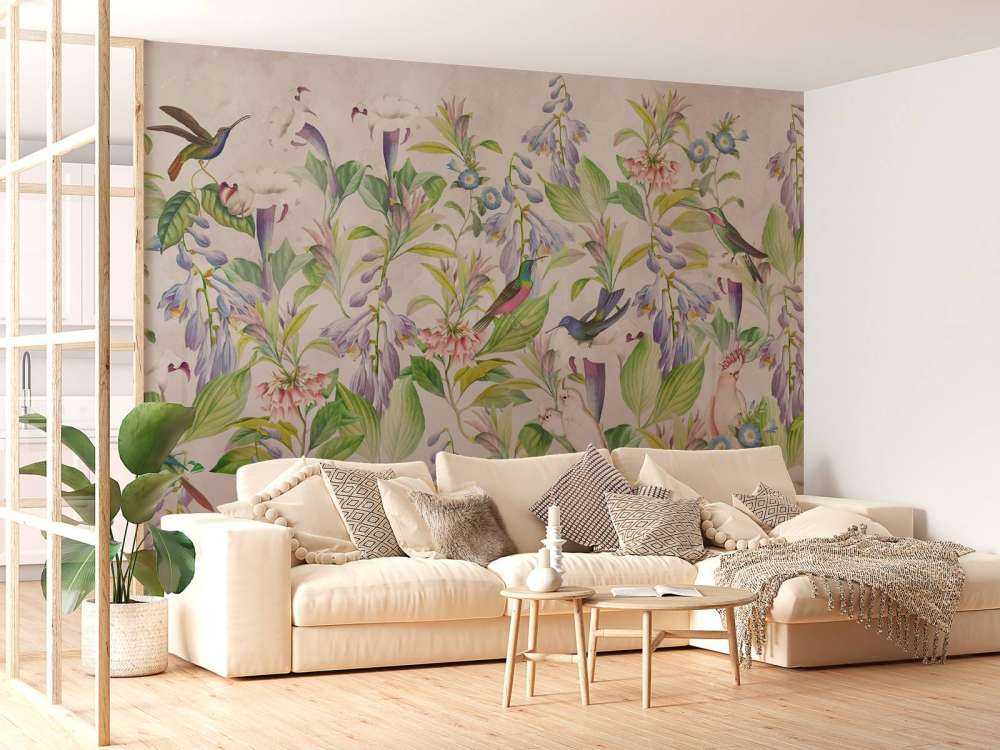 Chant d'oiseaux éthéré en fleurs - Paradis pastel