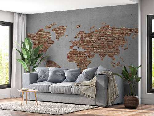 Carte du monde avec briques
