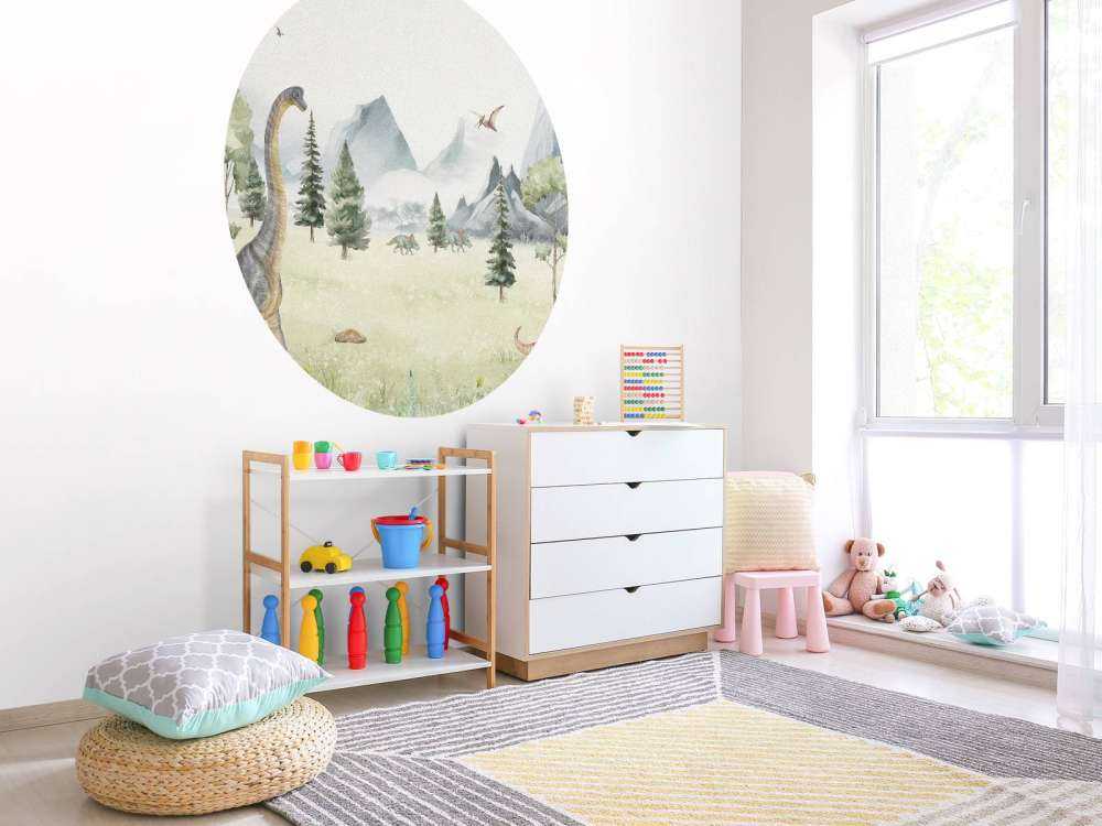 Paysage avec dinosaures en couleur