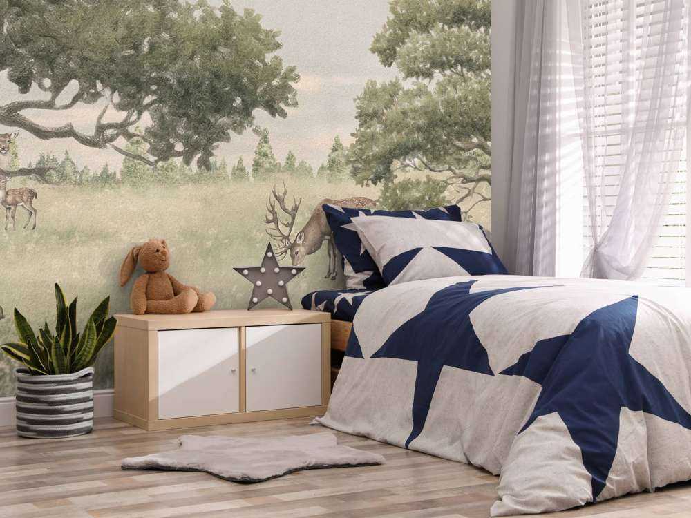 Paysage avec animaux en beige