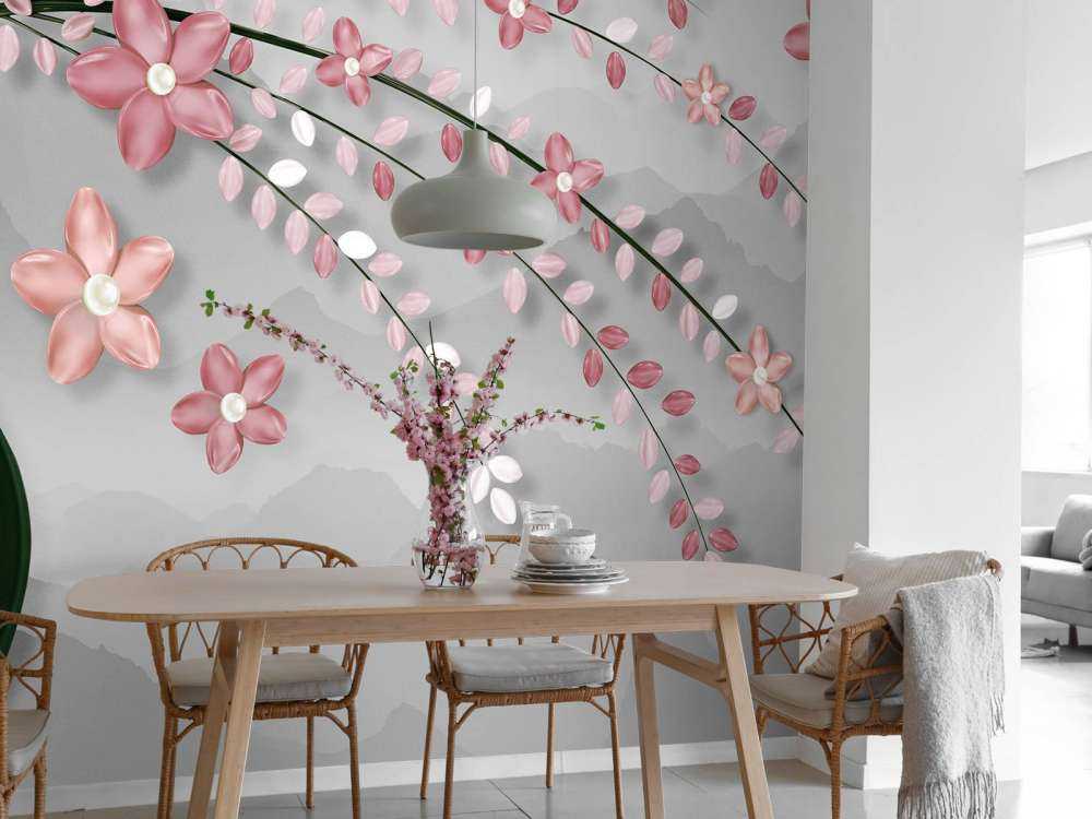 Arbre 3D avec des fleurs roses