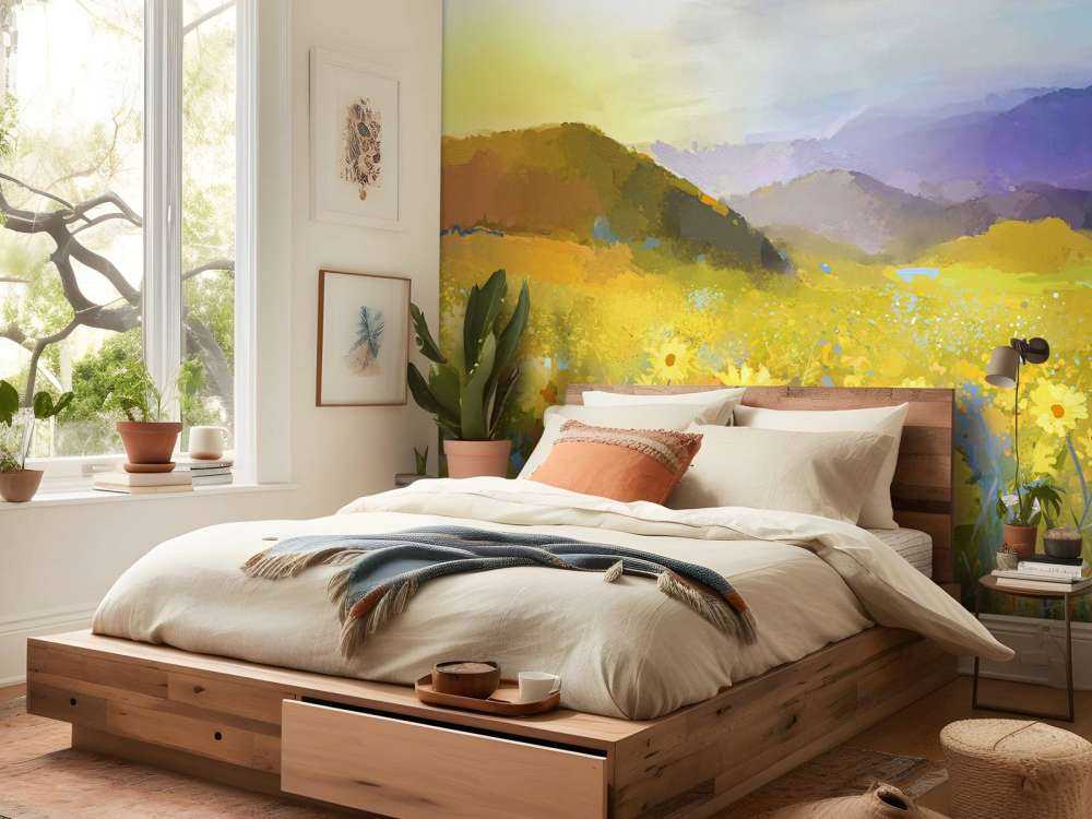 Peinture à l'huile Coucher de soleil rural